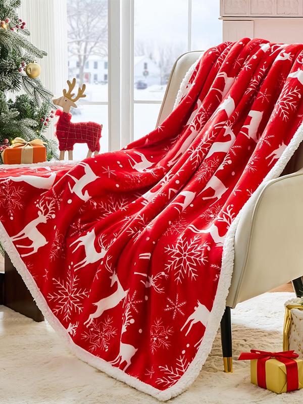 Christmas Pattern Blanket Flannel Home Warmth Blanket