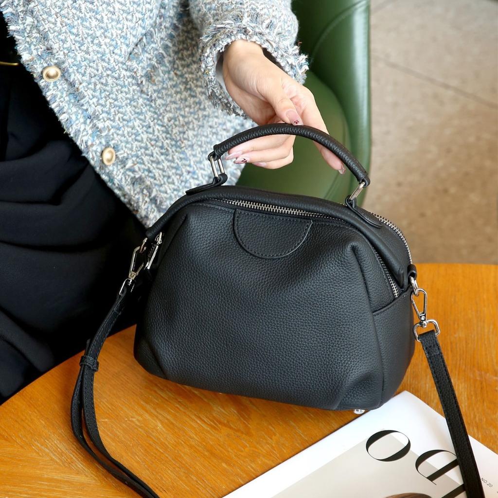 Leather small round bag high-end bag women's new popular women's autumn and winter portable shoulder messenger bag