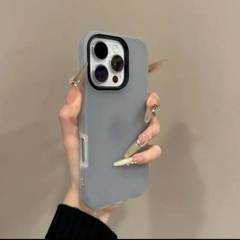 2 V 1 Luxusní Matný Gelový Cukrový Barevný Kryt na Telefon pro iPhone 16 15 14 13 12 Pro Max 15 16 Plus Nárazuvzdorný Dotek Pleti Měkký Kryt