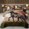 Wild Horse Bedspread Queen/Full Galloping Horse Pattern Quilted Bedding Set Farm Animal Coverlet Set Reversible Rustic Bed Cover
