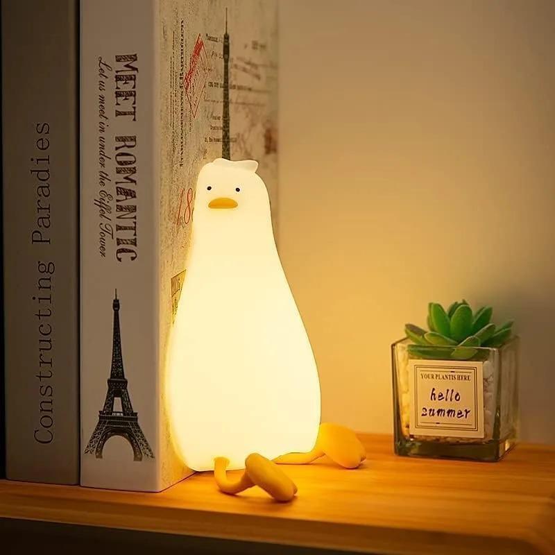 LED Duck Night Light Rechargeable Touch Silicone Cartoon Clap Duck Sleeping Night Lamp for Bedroom Decoration Children Gift