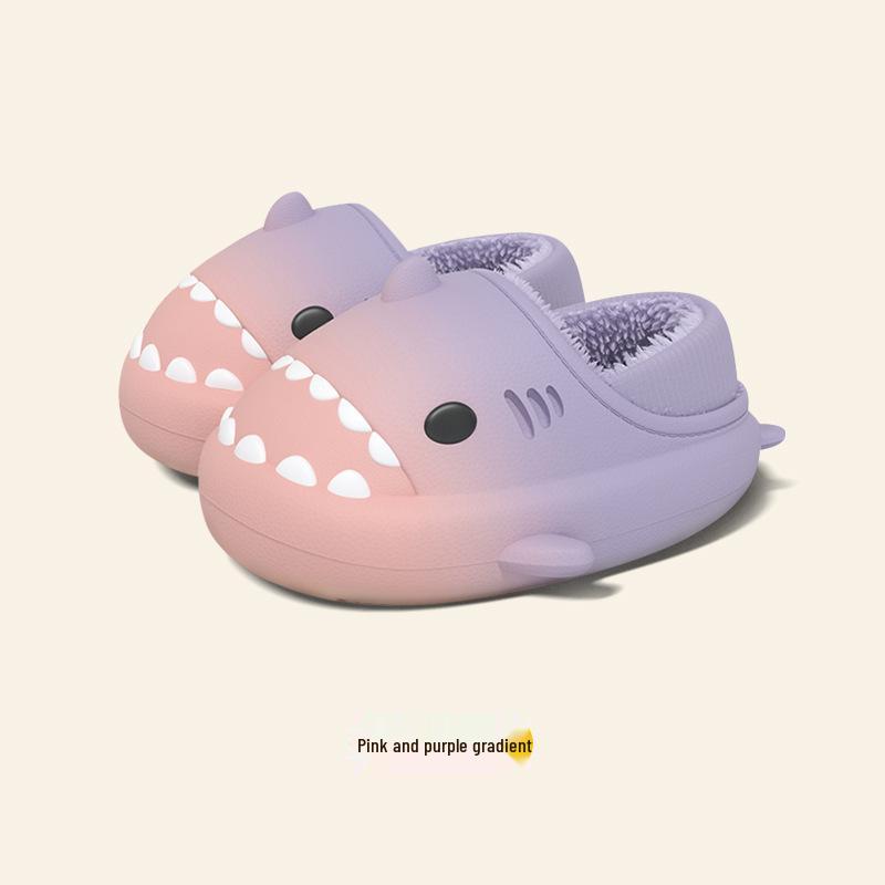 Genuine Gradient Shark Kids Plush Bag with Winter Indoor Slippers 200 for 19cm foot