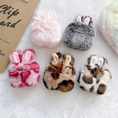Hülle für Airpods Pro 3/4/Pro 2/Pro/3/2 Niedliches Kaninchen Hasenohr Hülle Weicher Flauschiger Pompon 360 Grad Schutz - Drop Kopfhörer Tasche