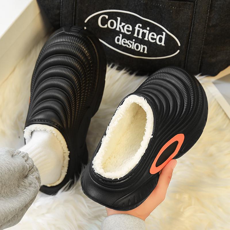 Zapatillas Cálidas de Invierno para Hombre Zapatillas de Algodón Tacones Envolventes Exterior Interior Zapatos Cálidos para Hombre Hogar Dormitorio Zapatillas Cálidas de Felpa 38-45