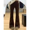 Fleece thickened brown slightly pulled jeans women's winter new m high waist thin elastic flared pants