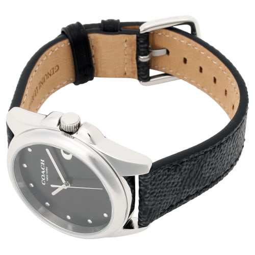 Coach Grason Signature C Canvas Watch, 36mm, Black Dial, Silver Quartz, Women's, 14504112