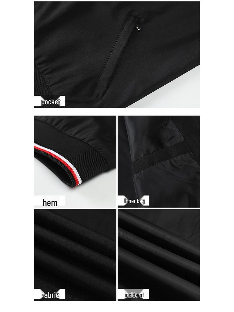 Men's Plus Size Raglan Sleeve Baseball Jacket - Stand Collar, Velvet Lined for Spring, Autumn, and Winter. Casual Business Style Outerwear.