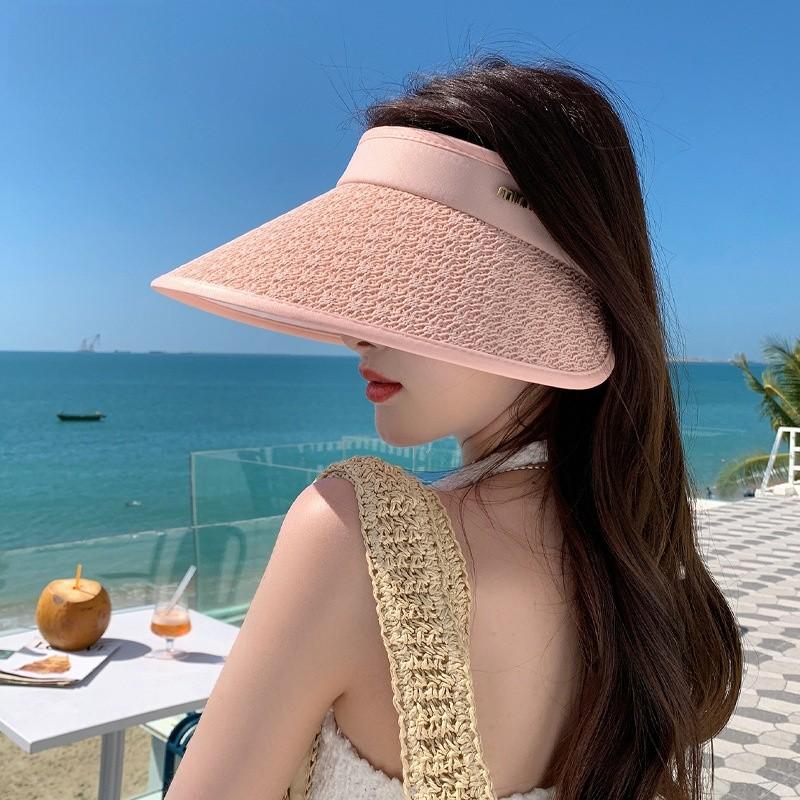 Summer Sun Protection Hat With Large Brim For Outdoor Activities In Breathable Paper Mesh Fabric