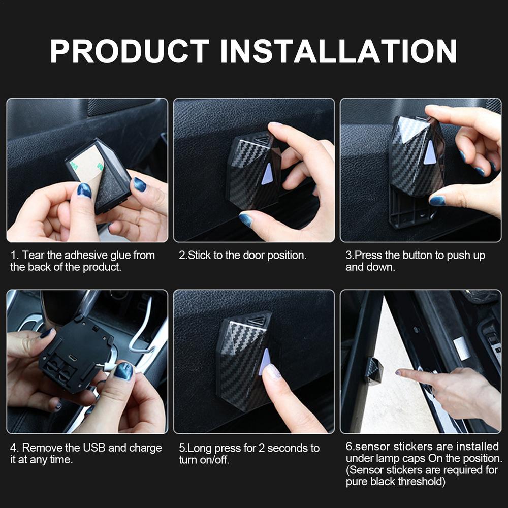 Car Dynamic Welcome Light Rechargeable Door Light Induction Door Opening Projection Wiring-Free Atmosphere Decorative Light