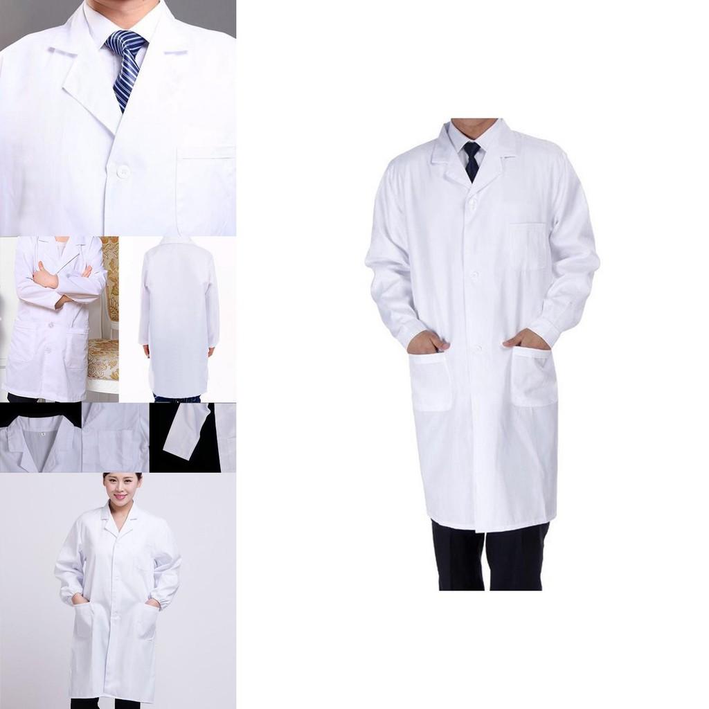 Comfortable Casual Doctor Nurse Uniform Long Sleeve Lab Coat White Workwear