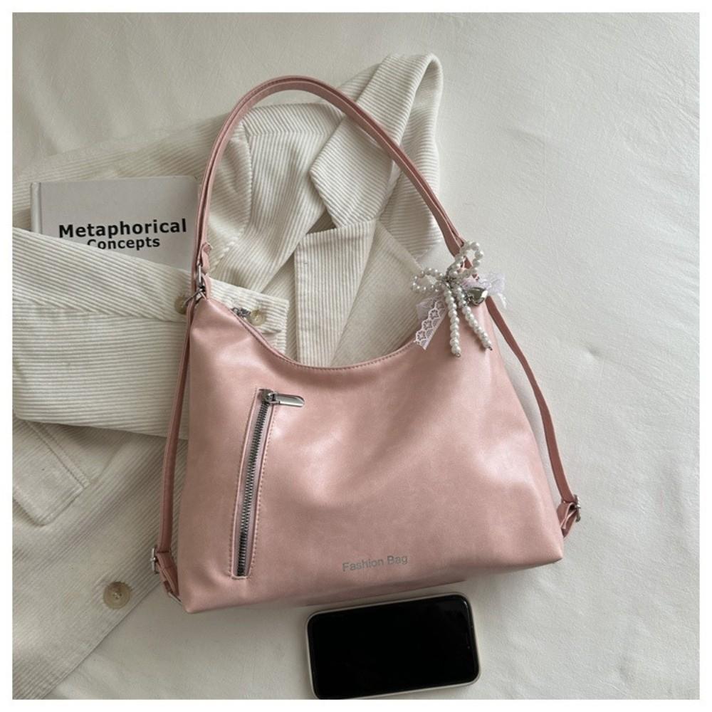 Casual Butterfly Knot Women's Backpack Lightweight Solid Color Tote Bag Soft Pu Crossbody Bag