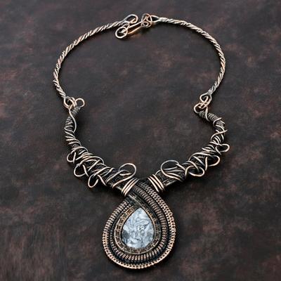 Pinolith Jasper Necklace Copper Wire Wrapped Necklace Handmade Jewelry Adjustable Necklace Genuine Gemstone Necklace Copper Jewelry For Gift