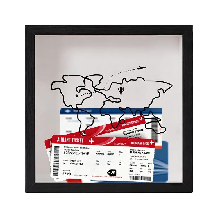 Sturdy Wooden Memory Storage Frame Made To Present Special Event Tickets 20x20cm