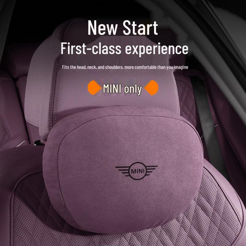 Mini Cooper Compatible Headrest Lumbar Support Cushion, Neck Pillow for F54 F55 F56 - Purple