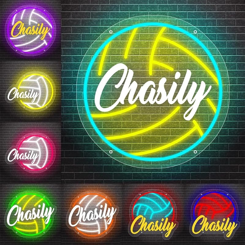 

Персонализированная неоновая вывеска «Баскетбол» для декора стен, светодиодная неоновая лампа «Баскетбол» с пользовательским именем, спортивная неоновая светящаяся вывеска для спальни, игровой комнаты, мужской пещеры Volleyball