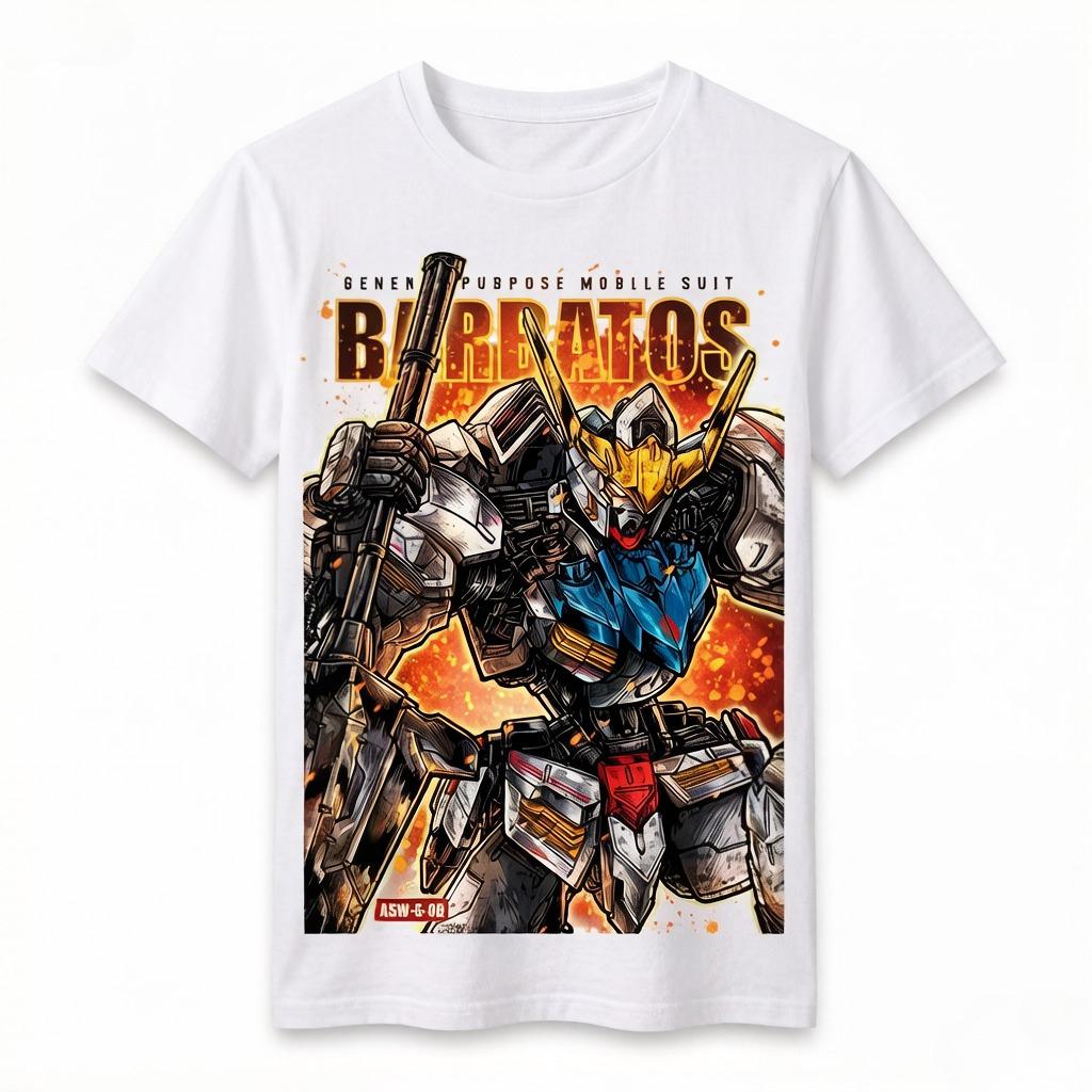 Unicorn Gundam Short-sleeved T-shirt Anime-related Merchandise for Kids and Parents Summer Clothing
