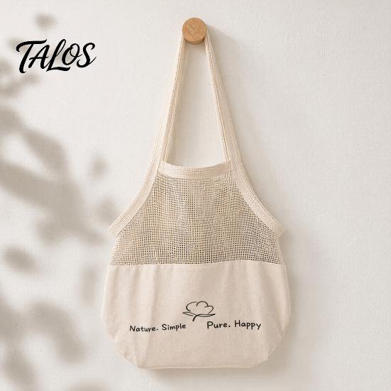 Canvas Shopping Bag, Mesh Splicing Large Capacity Tote Bag, Reusable Washable Canvas Grocery Bag, for Shopping And Daily Use