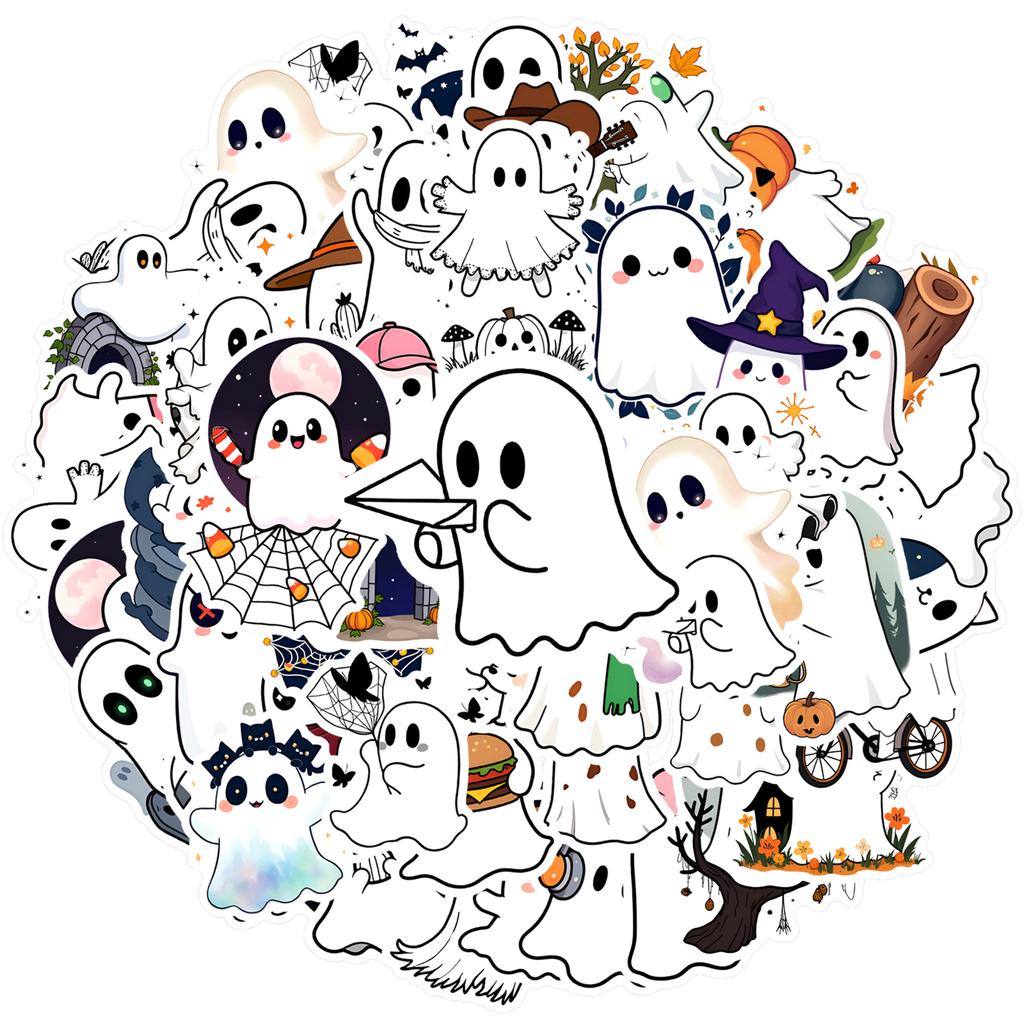 35pcs-50pcs Playful Halloween Stickers Halloween Cute Graffiti Decals Stationery Stickers For Guitar Laptop Helmet Skateboard