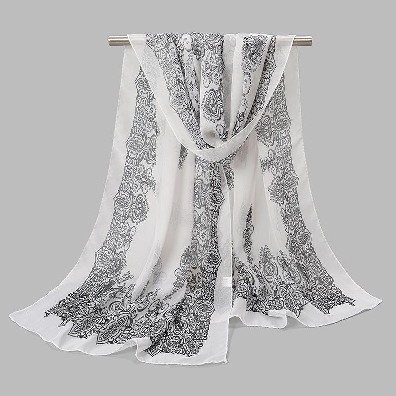 1Pc Muslim Chiffon Hijab Scarf For Women Summer Print Thin Scarves Soft Shawl Foulard Viscose Autumn Female Sunscreen Wrap Shawl