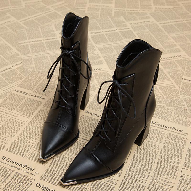 Quality Women's Ankle Boots Pointed Toe High Heels Shoes for Woman Luxury Dress Winter Boots 2026 New Pumps Mujer Chelsea Botas