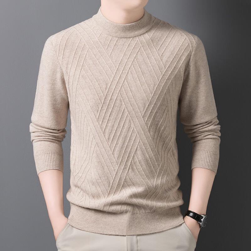 Firstview Men s Jacquard 90% Wool Thickened Round Neck Sweater M