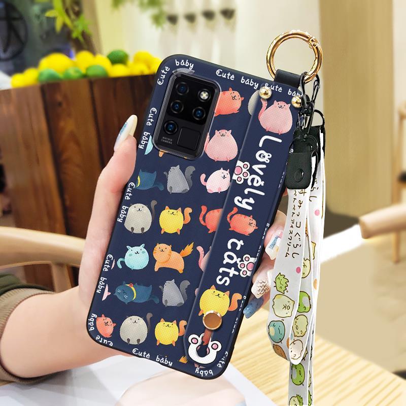 Kickstand Dirt-resistant Phone Case For Oukitel C21 Fashion Design Anti-knock Wrist Strap Back Cover Cute Waterproof