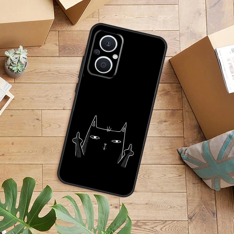 Funny Cute Cat Line Art Case For OPPO Reno 13F 14F 12F 10 11 12 13 14 Pro 7 8 Lite OPPO Find X6 X5 X8 X9 Pro Cover