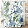 Elegant Blue Bird And Flower Shower Curtain Nature-Inspired Bathroom Decor With Vibrant Colors And Detailed Patterns Easy-Clean
