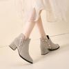 Fashion 2024 Autumn and Winter New Hot Selling Pointed Zipper Design Short Boots High Quality Rivet Decorated Women's Fashion Boots