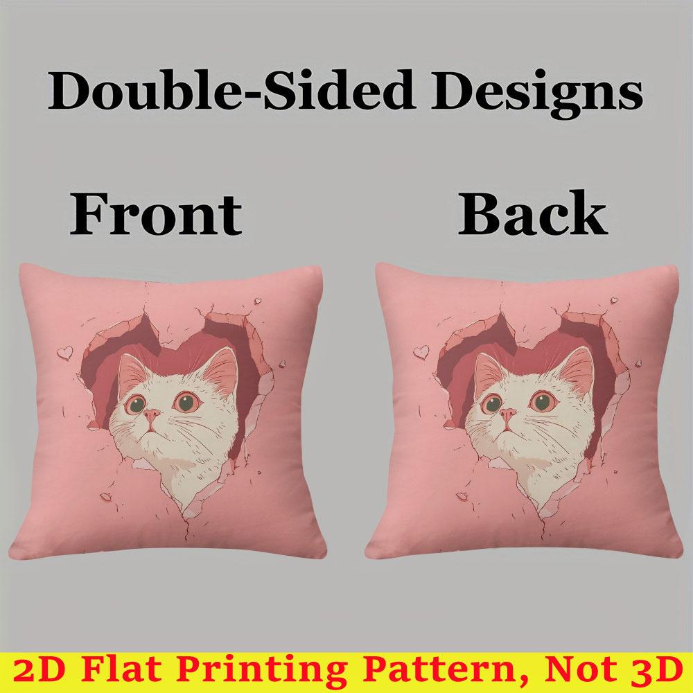 Heart Cat square Jacquard Pillow Cover for Sofa Office Waist Cushion Cover Home Decorative Pillowcase
