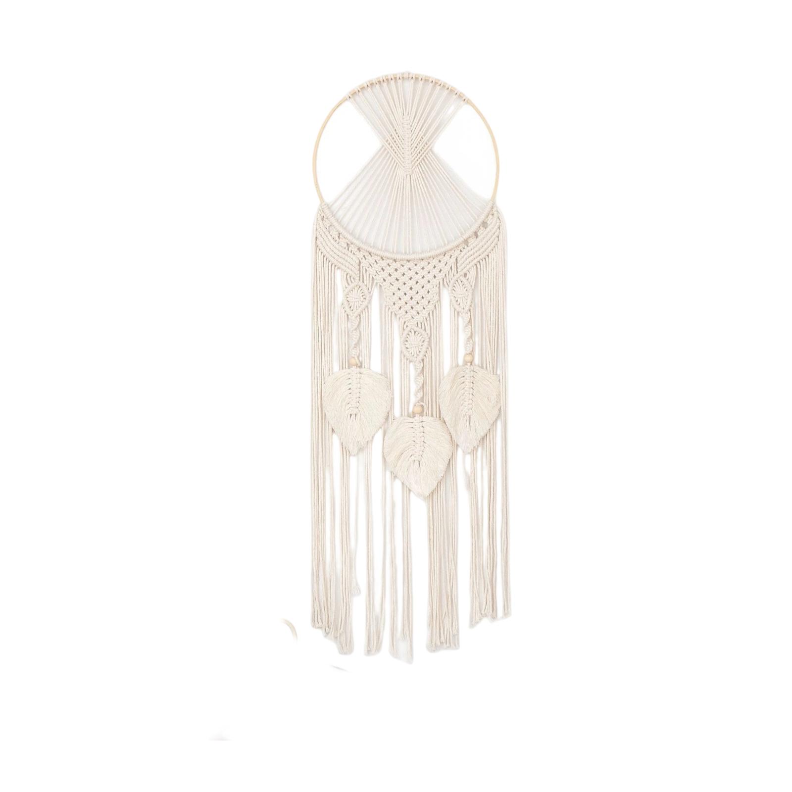 

Handmade Bohemian Style Dreamcatcher Wall Hanging Woven Cotton Rope Leaf Pattern Decorative Tapestry for Living Room Bedroom Entryway One Size