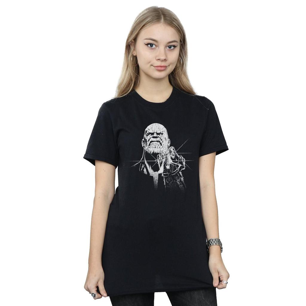 Marvel Womens/Ladies Avengers Infinity War Fierce Thanos Cotton Boyfriend T-Shirt