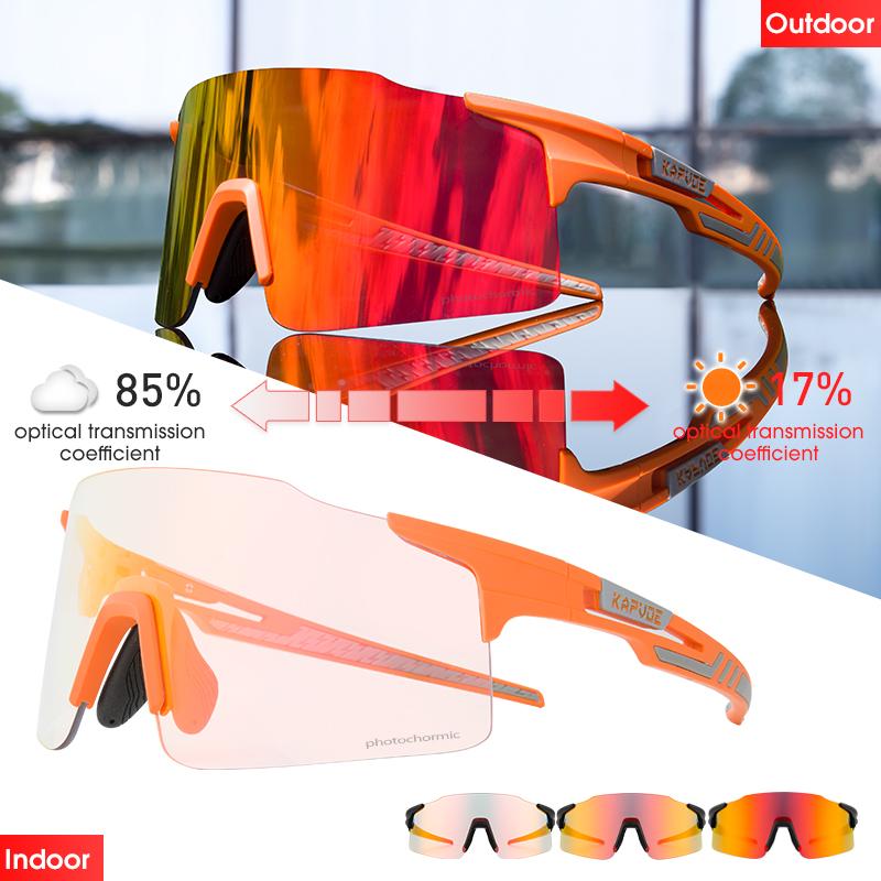 Pochromic Cycling Sunglasses  UV400 Cycling Glasses Outdoor Bike Eyewear MTB Hiking Sports Riding Glasses Bicycle Goggles