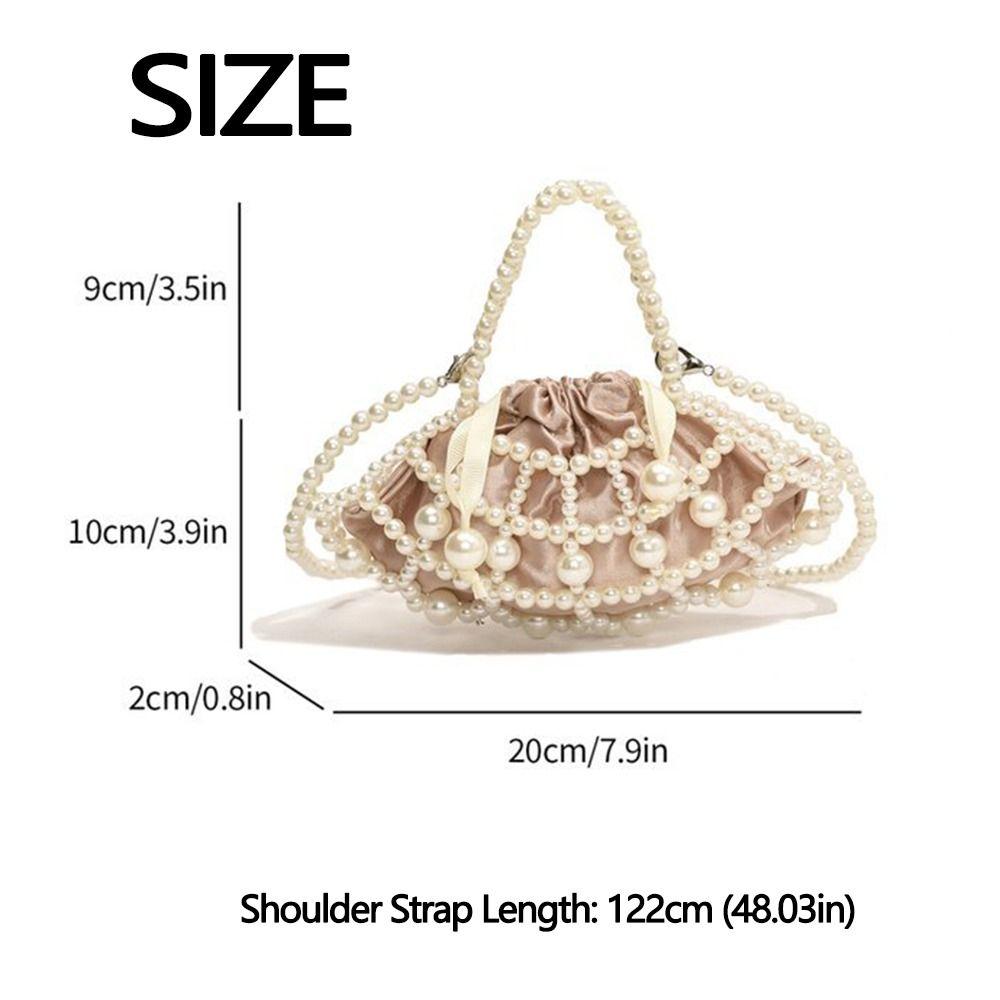 Cute Women Pearl Bag Bead String Wallet Handbag Versatile Use Crossbody Hand Bags  Outdoor