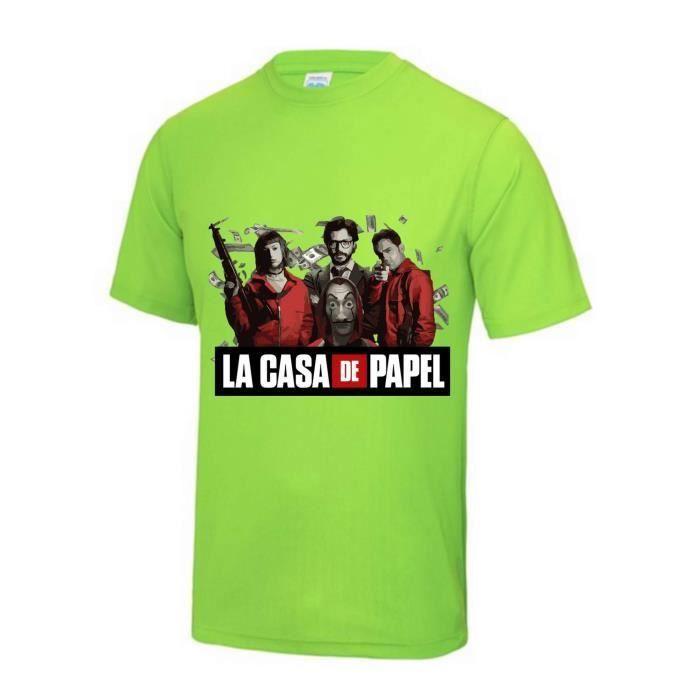 Maillot - Casa de Papel - Homme - Vert fluo - Taille XS à XL - 100% polyester