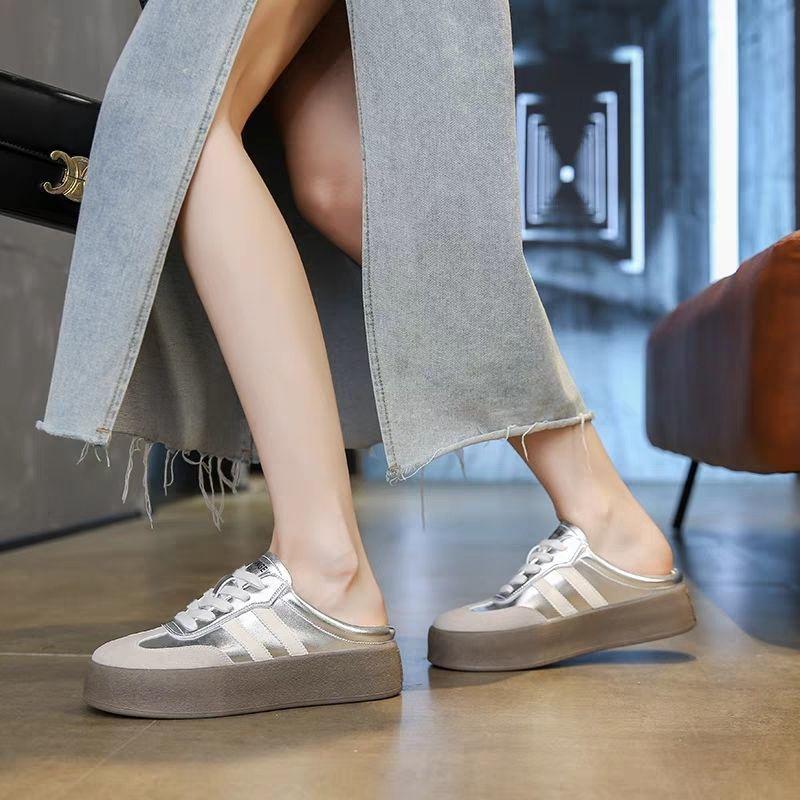 Half slippers women's super fire thick-soled bag head slippers lazy one-pedal shoes casual shoes