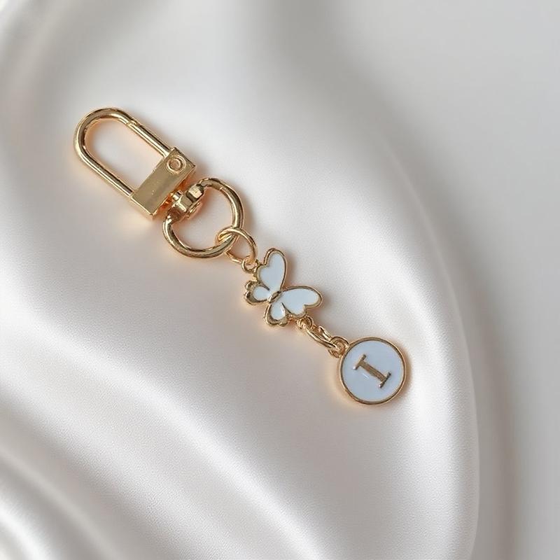 Metalowy Brelok z Literą Motyla A-Z 26 Liter Brelok Urok Uchwyt na Klucze Samochodowe Zawieszka do Torby Akcesoria Biżuteria Prezent