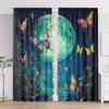 2pcs Moonlight Butterfly Print Curtains - Light Filtering Design   Durable Polyester Fabric   Machine Washable   Classic Style for