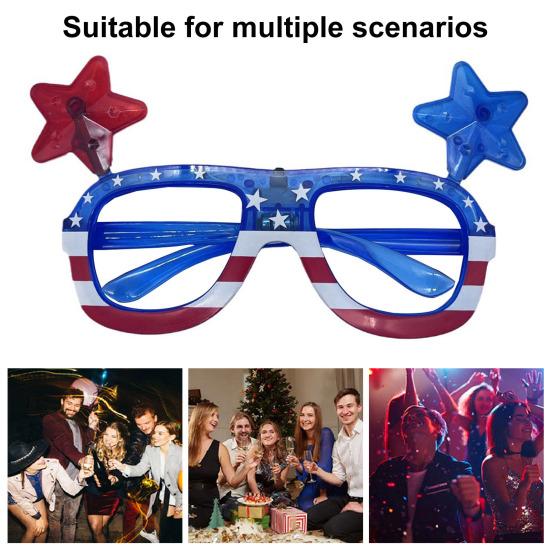 Independence Day Light Up Glasses LED American Flag Flashing Shades 4th of July Veterans Day Memorial Day Fast/Slow Glow Glasses