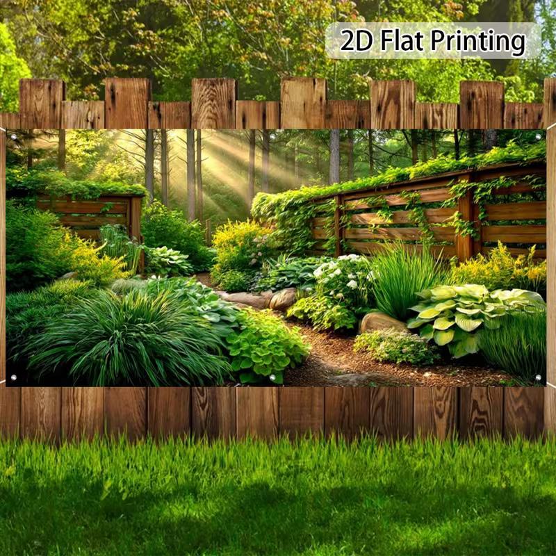 2D Backyard Rock Landscaping Shrub Nature Photography Background