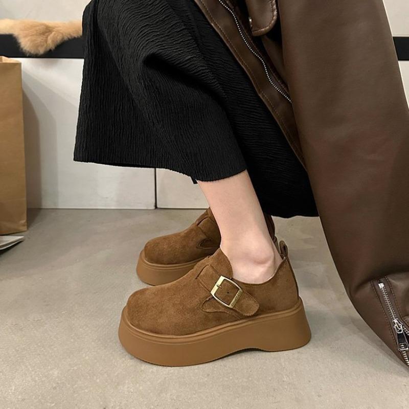 Damhöst nya enpedals lata mångsidiga temperament enkel skor med tjocksula
