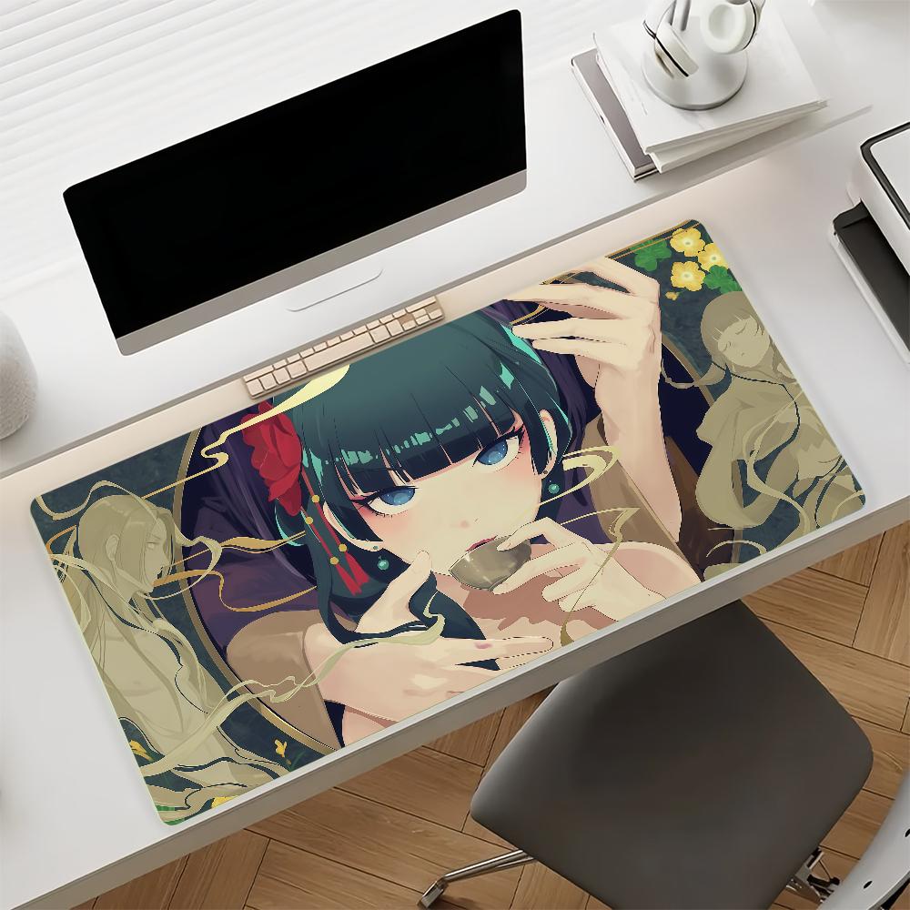 Gaming-Mauspad Schreibtischmatte Rutschfeste Basis Genähte Kanten Chibi Anime-Mädchen Collage Druck Tastaturpad für Gamer Home Office
