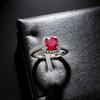 Small Sugar Cube Women'S Ring Imitation Ruby Princess Square Bag Ring Women'S Four-Claw One-Carat Red Corundum Square Ring