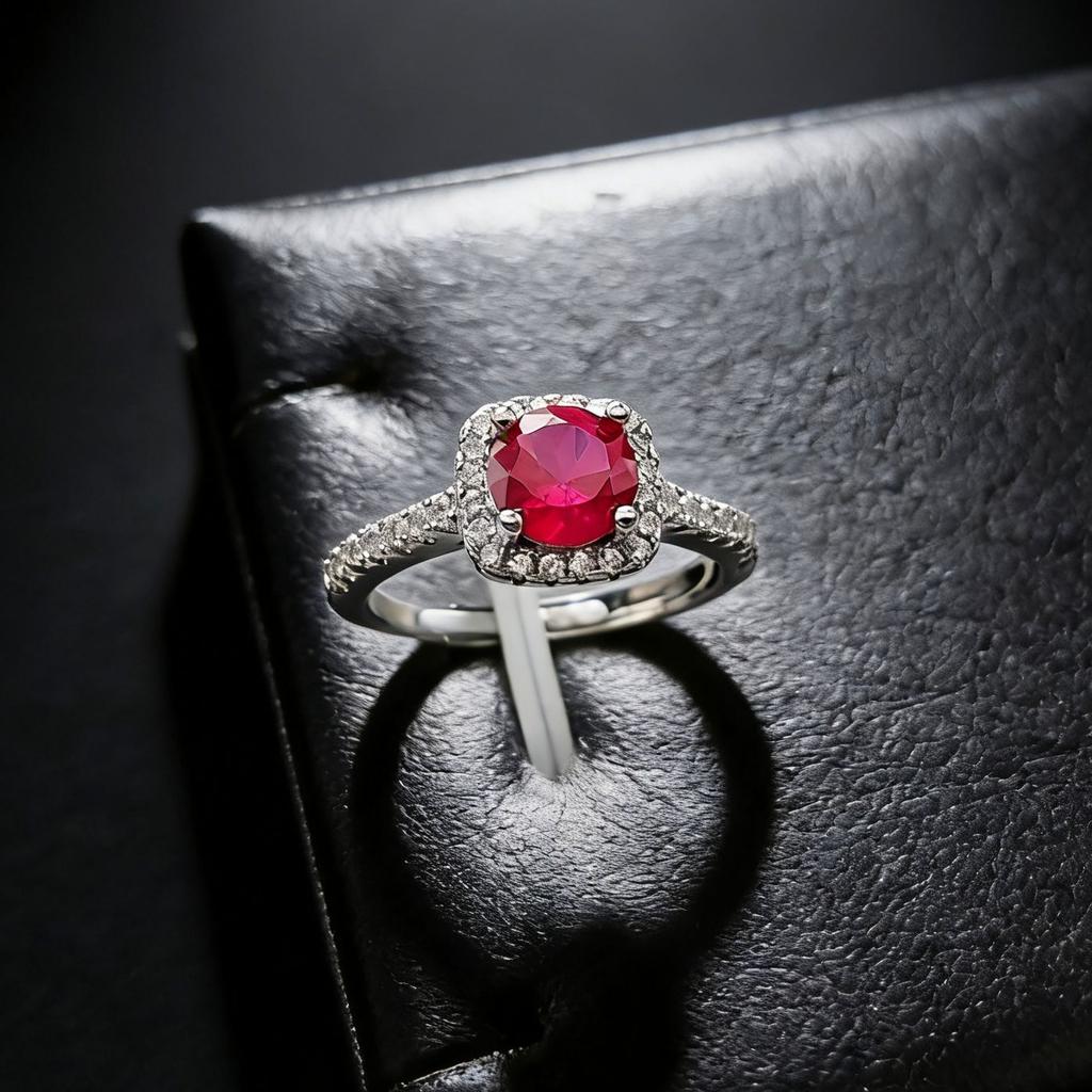 Small Sugar Cube Women'S Ring Imitation Ruby Princess Square Bag Ring Women'S Four-Claw One-Carat Red Corundum Square Ring