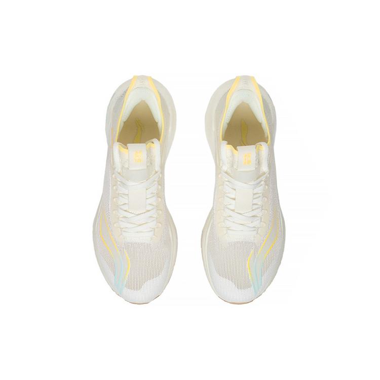 New LiNing Jueying Essential Slip Resistant Breathable Low Top Running Shoes Women's White Yellow ARRS004-11