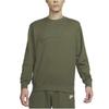 Nike Solid Color Logo Print Crew Neck Sweatshirt Men Tops Olive-Green DQ4584-222