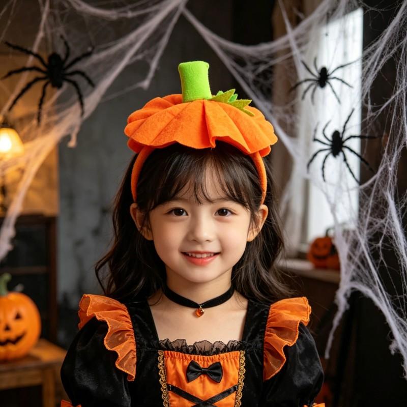 Halloween Pumpkin Headband Kids Party Costume Accessory Festive Decoration Prop