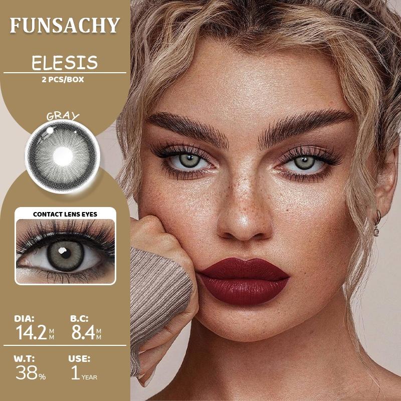 FUNSACHY 1 Pair Colored Contact Lenses Natural Big Black Eyes Blue Green Soft Contact Lenses for Women Brown Gray Contact Lenses