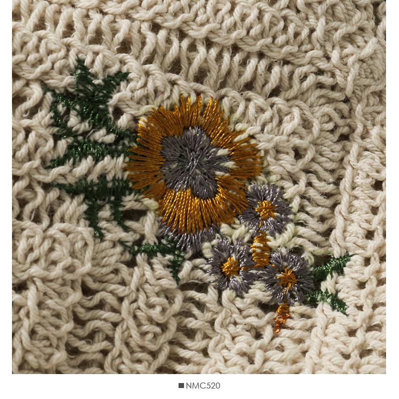 Spring Summer Crochet Top with Chiffon Flower Embroidery Long Sleeve Square-neck Fake Two-Piece Blouse Hook Flower Hollow Top Sunscreen