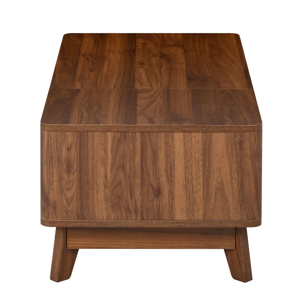 Coffee Table with Lift Function, Wave Look, Open Side Compartment, MDF Material, Modern Style